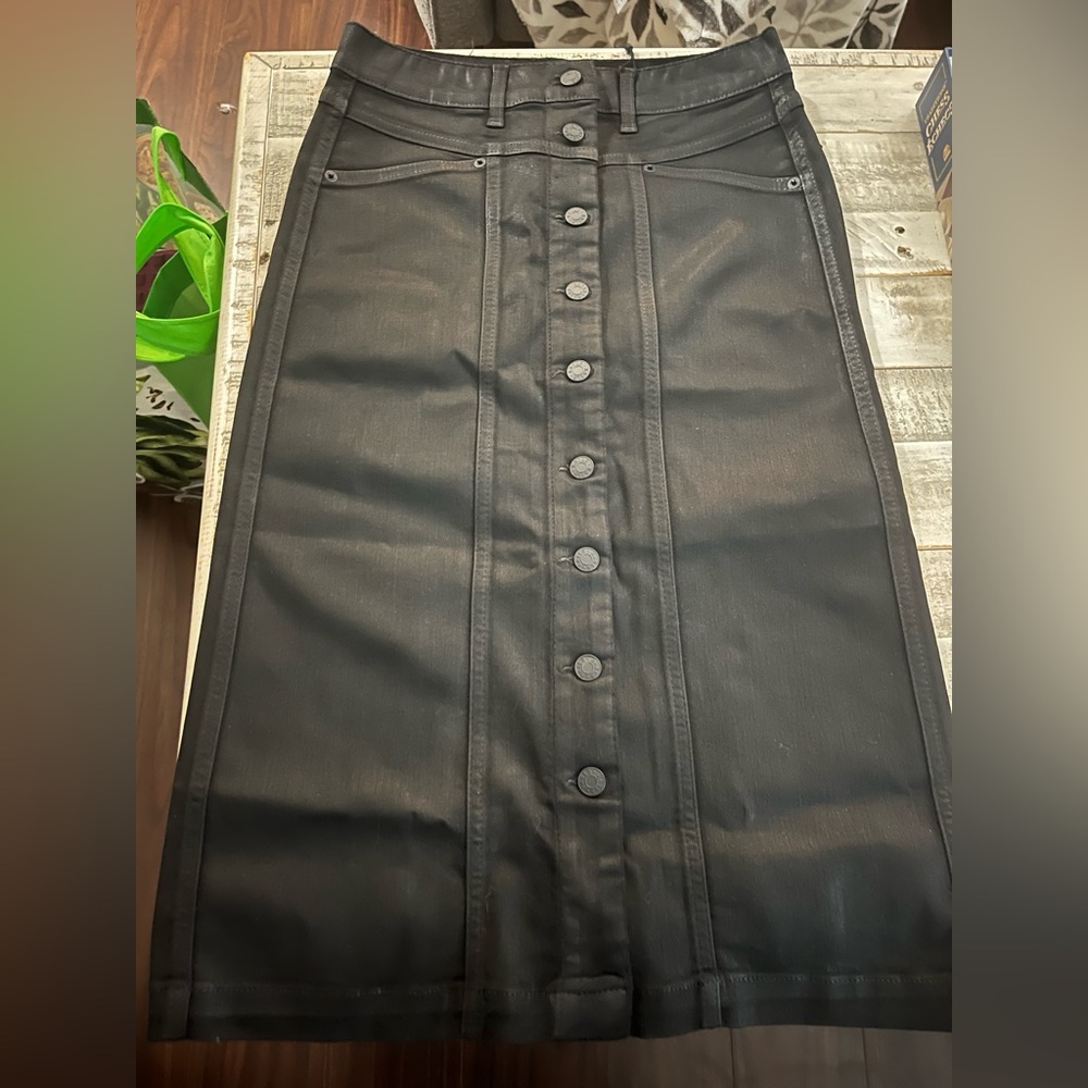Rails Midnight Black Coated Jean Skirt Waist Size 26 Brand New with Tags